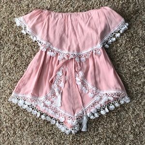 Pink strapless romper